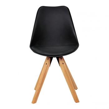 zwarte stoel met houten poten
