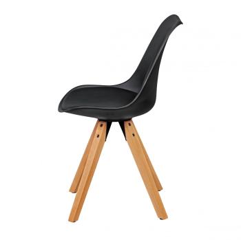zwarte stoel met houten poten