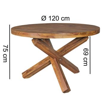 ronde eettafel sheesham hout 120 cm