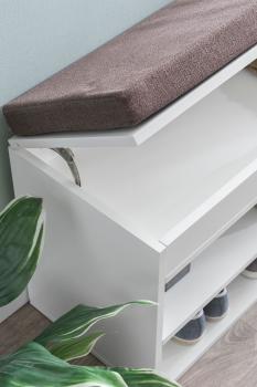 Halbank wit met klep en bruin kussen 104 cm