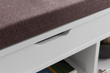 Halbank wit met klep en bruin kussen 104 cm