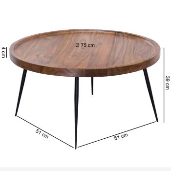 ronde salontafel sheesham 75 cm