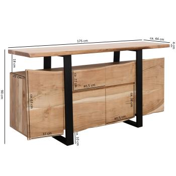 Afmetingen boomstam dressoir acacia 175 cm