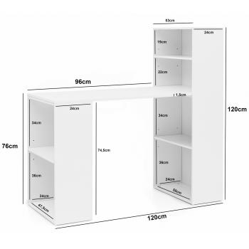 Bureau wit met kasten 120 cm