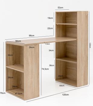 eiken sonoma bureau met kasten 120 cm