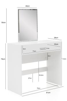 kaptafel wit incl spiegel en hocker