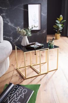 bijzettafel set zwart glossy goud