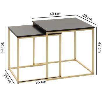 bijzettafel set zwart glossy goud