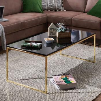 salontafel zwart glossy goud onderstel 120 cm