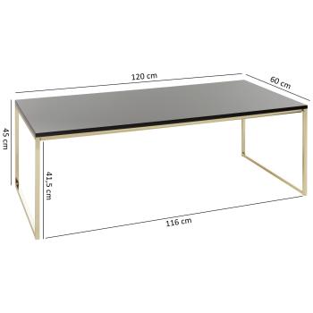 salontafel zwart glossy goud onderstel 120 cm