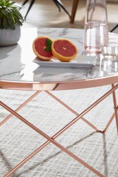 ronde salontafel wit marmerlook koper 85 cm