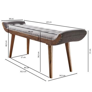 halbank grijs 125 cm