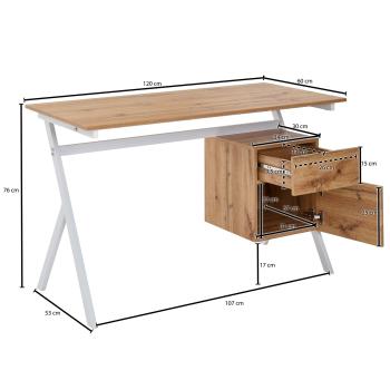 Bureau eikenlook wit 120 cm