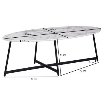 ovale salontafel marmerlook 120 cm