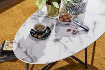 ovale salontafel marmerlook 120 cm