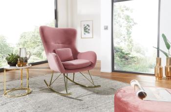 schommelfauteuil roze fluweel