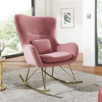 schommelfauteuil roze fluweel