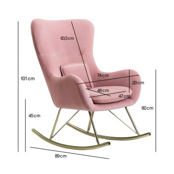 schommelfauteuil roze fluweel