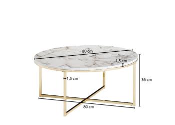 salontafel marmerlook wit goud frame