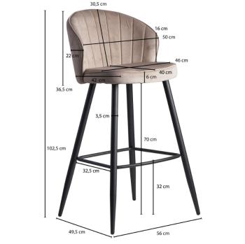 Luxe barkruk beige zwart