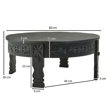 orientaalse salontafel zwart 80 cm