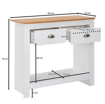 sidetable wit eikenlook 85 cm