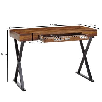 Bureau sheesham met lade 120-cm