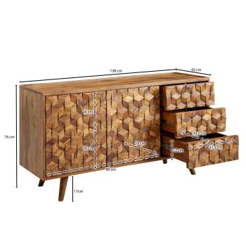 Dressoir sheesham hout 138 cm