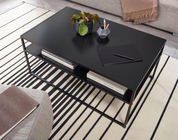 rechthoekige salontafel zwart metaal 100 cm