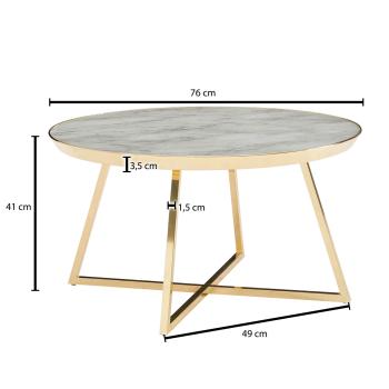 ronde salontafel goudkleur marmerlook glas