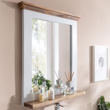 wandspiegel met schap mangohout