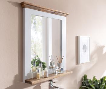 wandspiegel met schap mangohout