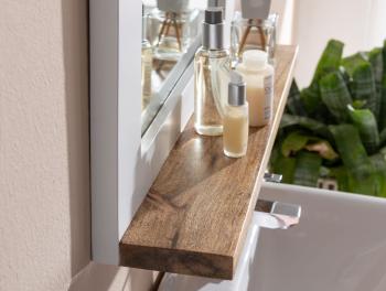 wandspiegel met schap mangohout