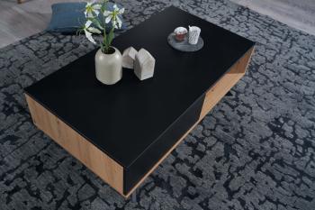 salontafel eiken decor met zwart 110 cm