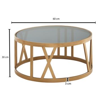 salontafel goud met zwart glas 60 cm