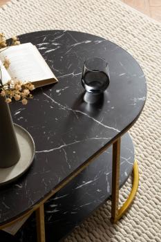 ovale salontafel marmerlook zwart 100 cm