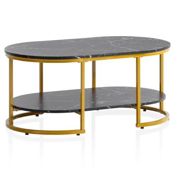 ovale salontafel marmerlook zwart 100 cm