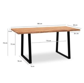 Bureau tafel acaciahout 180 cm trapeze poten