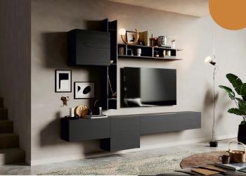 Modern hangend wandmeubel zwart