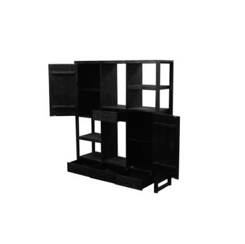 Vakkenkast mangohout zwart 150 cm