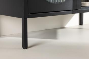 hoge vitrinekast zwart metaal 180 cm