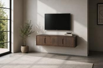 Zwevend tv meubel bruin mangohout 140 cm