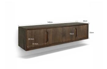 Zwevend tv meubel bruin mangohout 140 cm
