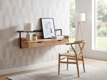 zwevend bureau acaciahout 120 cm