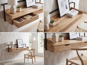 zwevend bureau acaciahout 120 cm