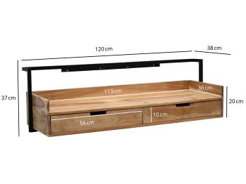 zwevend bureau acaciahout 120 cm