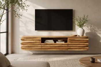 Zwevend TV meubel naturel bruin acaciahout 200cm
