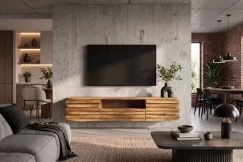 Zwevend TV meubel naturel bruin acaciahout 200cm