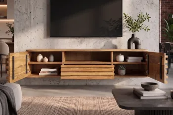 Zwevend TV meubel naturel bruin acaciahout 200cm
