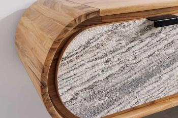 Zwevend organisch tv meubel acaciahout steenfineer 160 cm